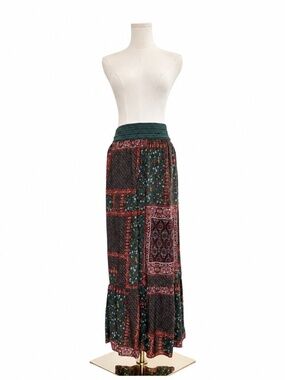 Patchwork Bandana Paisley Maxi Skirt S Boho Y2K Festival Hippie Lightweight Fall